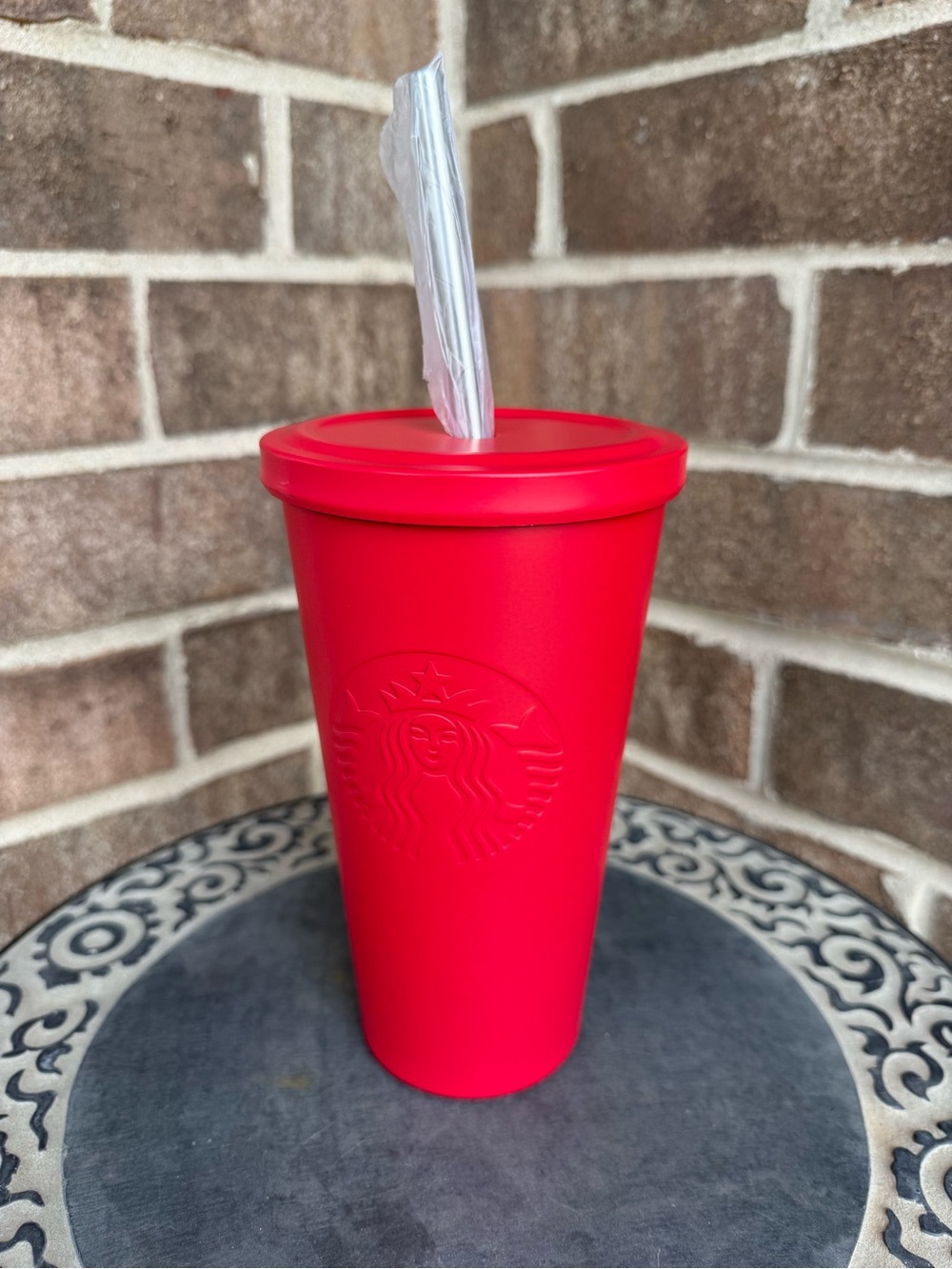 Starbucks Matte Red Logo Tumbler with Straw